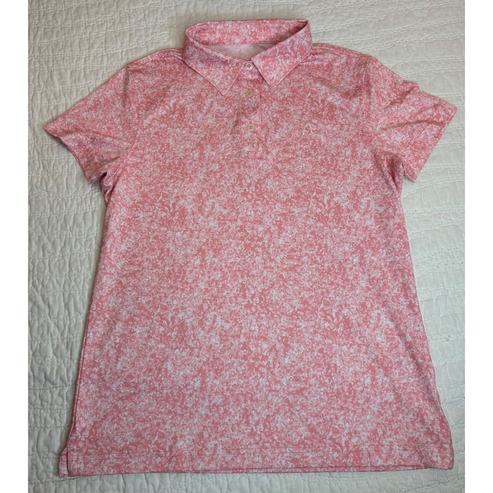 Rhoback Womens Prime Performance Polo Shirt S Pink White Golf Tennis Activewear